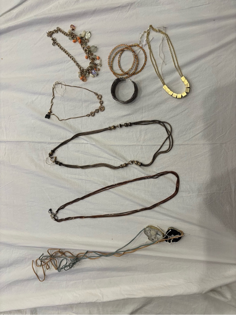 Mixed Women’s Fashion Necklaces and Bracelets - Assorted Neutral and Gold Tones